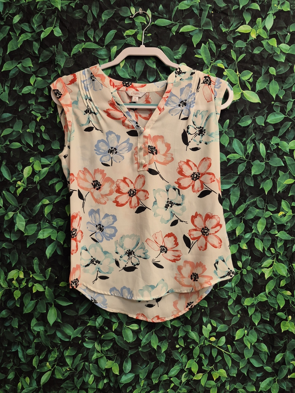 Candies White Multi Floral Sleeveless Blouse Size XS